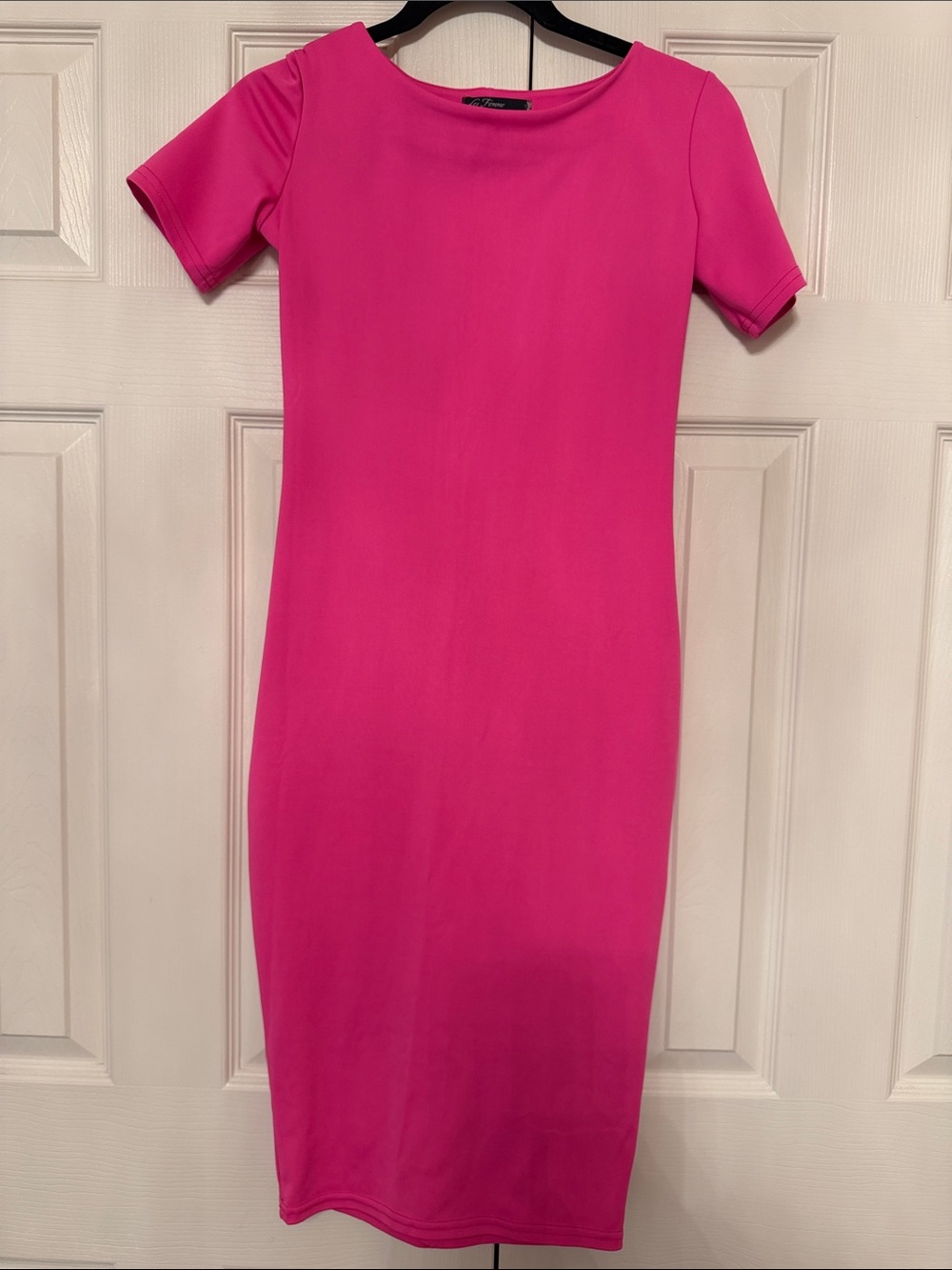 Women's Fitted Pink Midi Dress